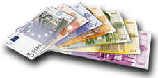 Eurobiljetten in een waaier