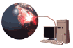 Computer is verbonden aan wereldbol