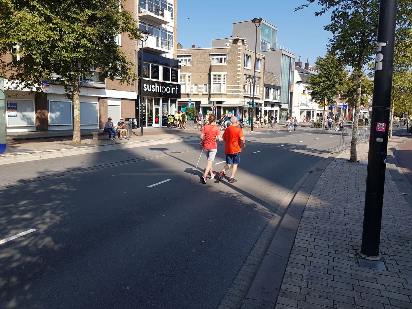 Aan het hardlopen in het stadscentrum