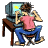 Mannetje achter pc